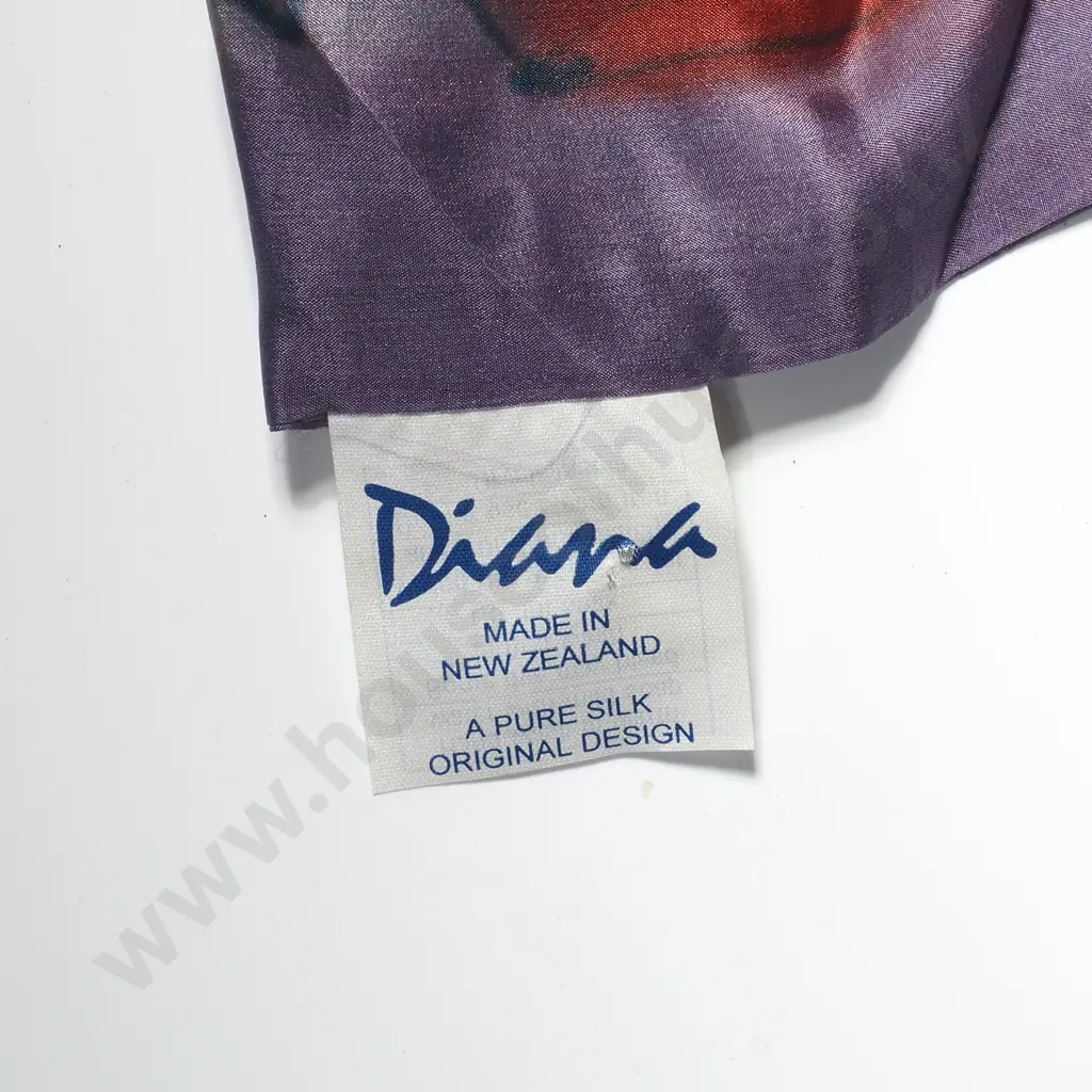Diana of New Zealand Pure Silk Scarf w an Abstract Design in Purple, Orange & Red Tones Image 1++