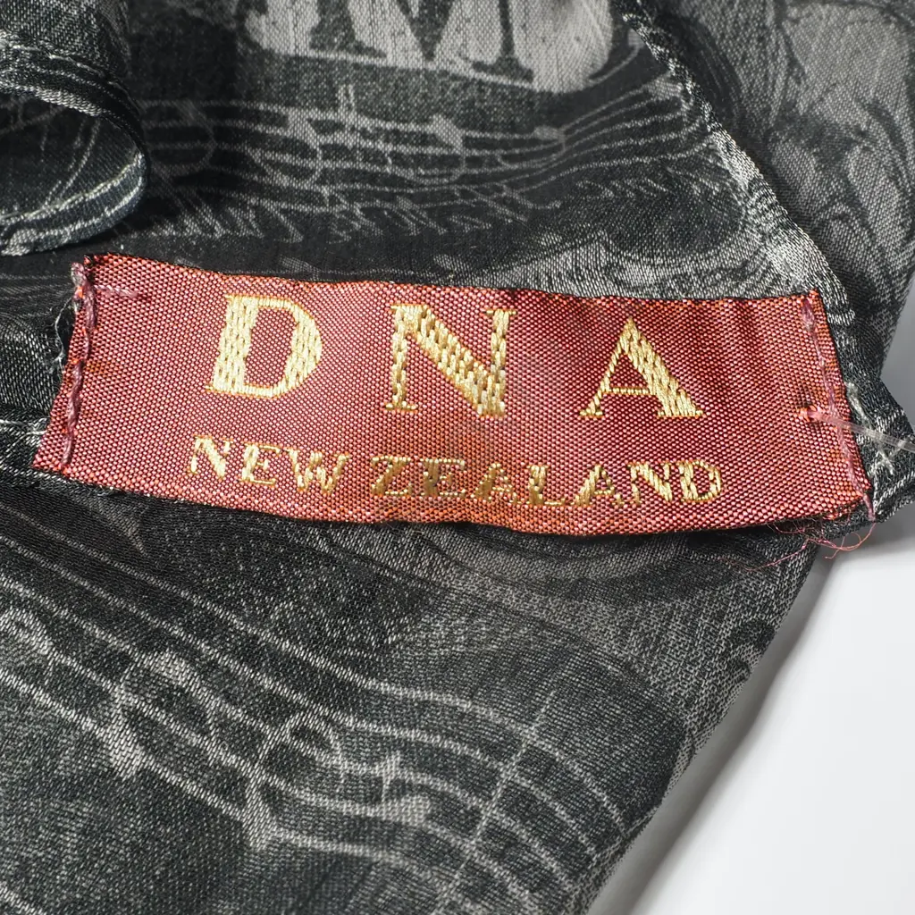 DNA New Zealand Made Scarf w Monochrome Toile Print of Classical Figures w Musical Instruments & Botanical Motifs Image 1++