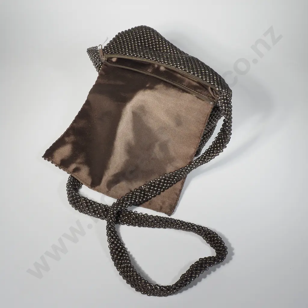 Pewter Coloured Beaded Shoulder/ Evening Bag  Image 1++
