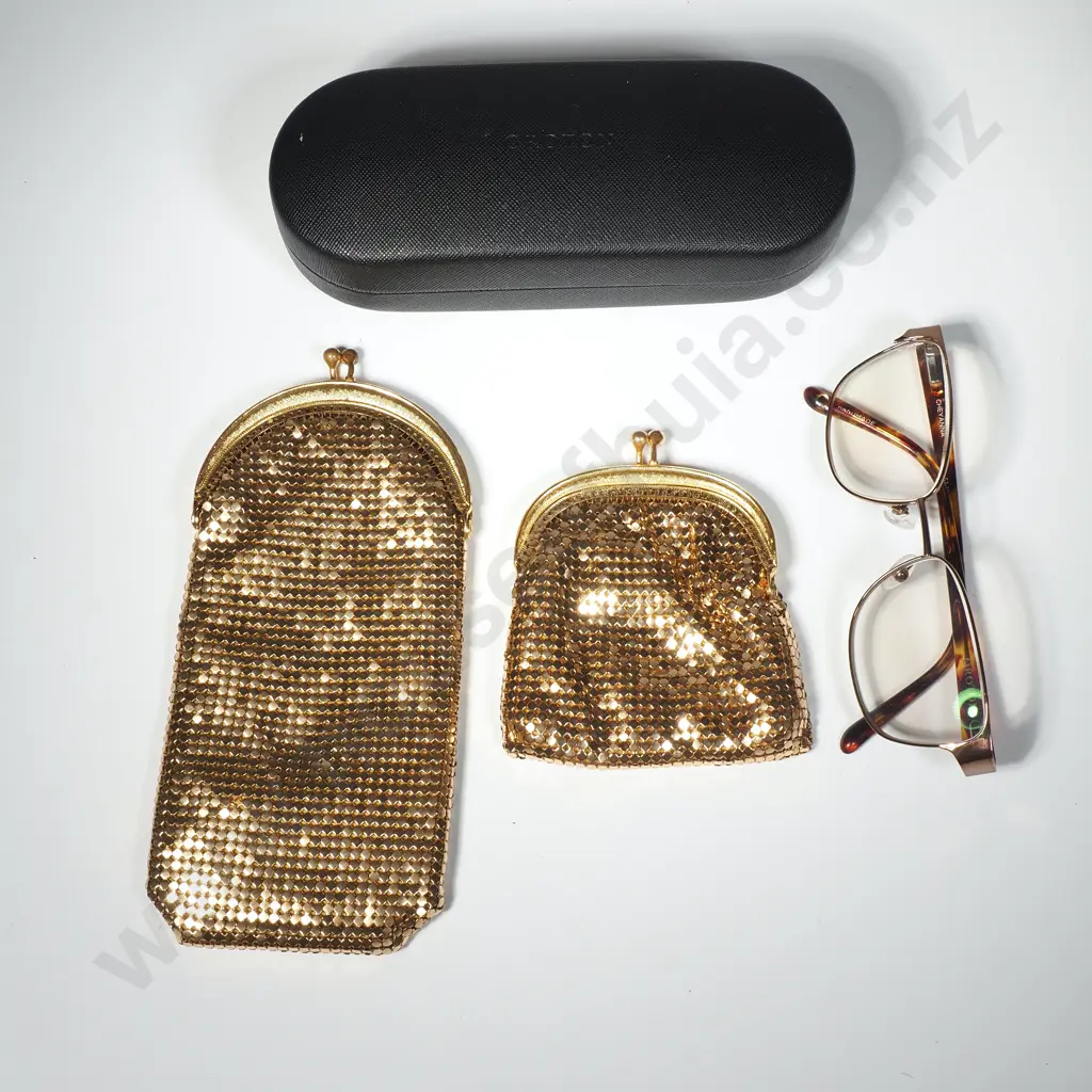 Oroton Gold Tone Metallic Spectacle Case & Coin Purse Image 1++