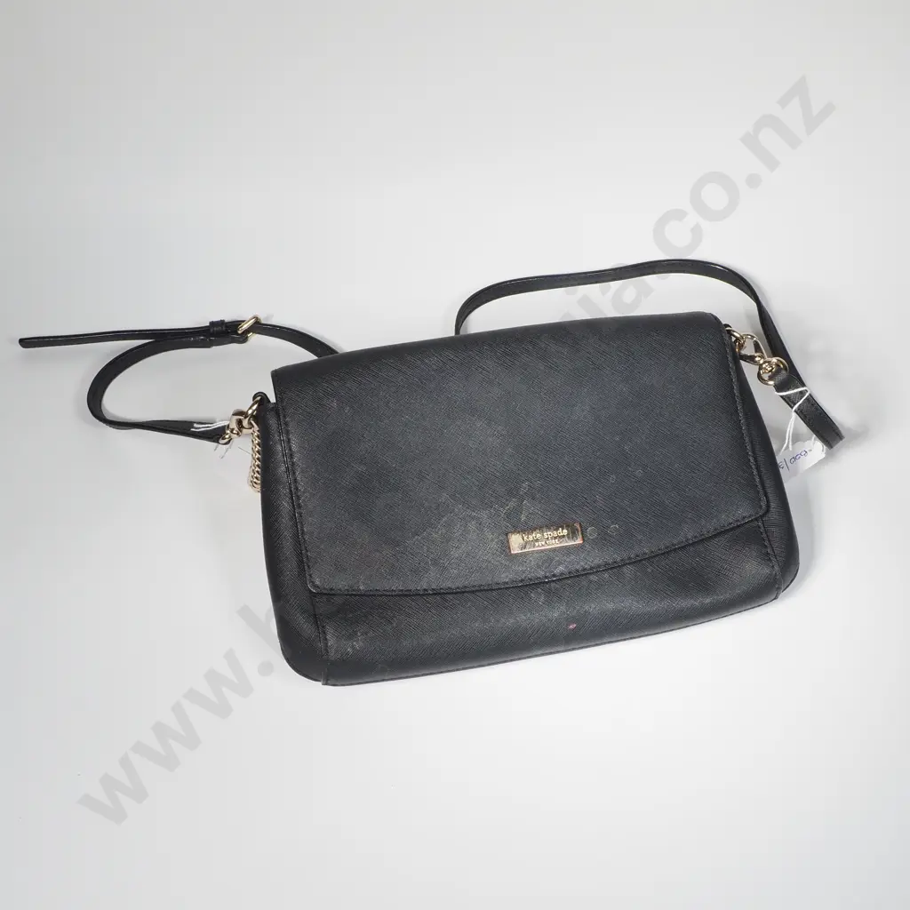 Kate  Spade Laurel Way Greer  Black Saffiano Crossbody Bag w Gold Tone Hardware Image 1++