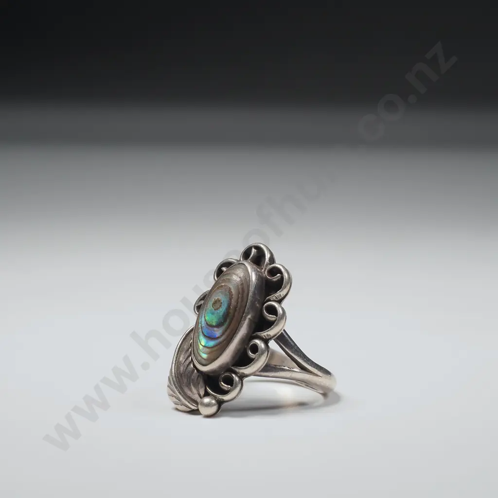Vintage Sterling Silver Paua Shell Ring Image 1++