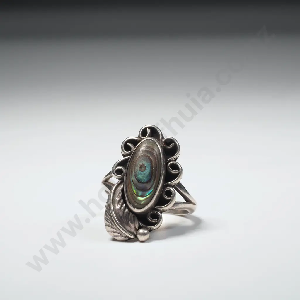 Vintage Sterling Silver Paua Shell Ring Image 1++