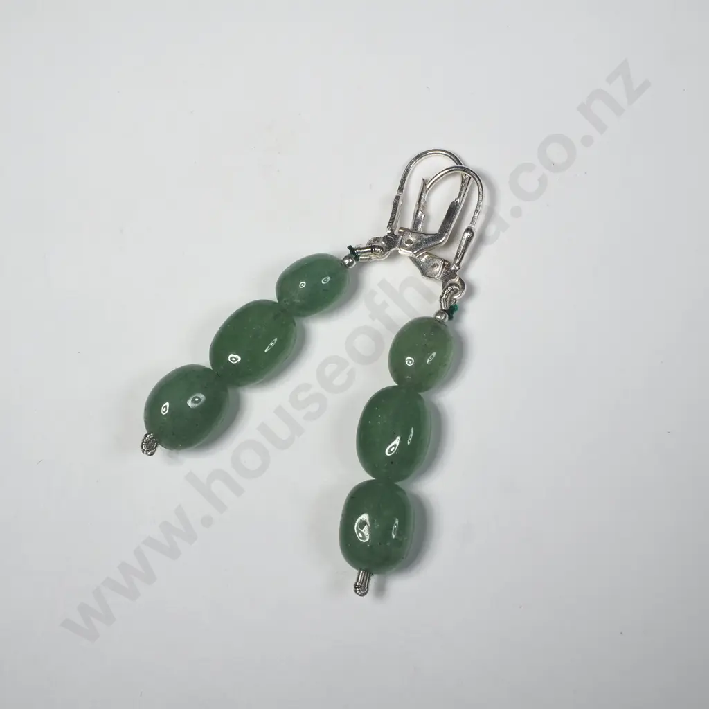 Sterling Silver Jade Earrings Image 1++