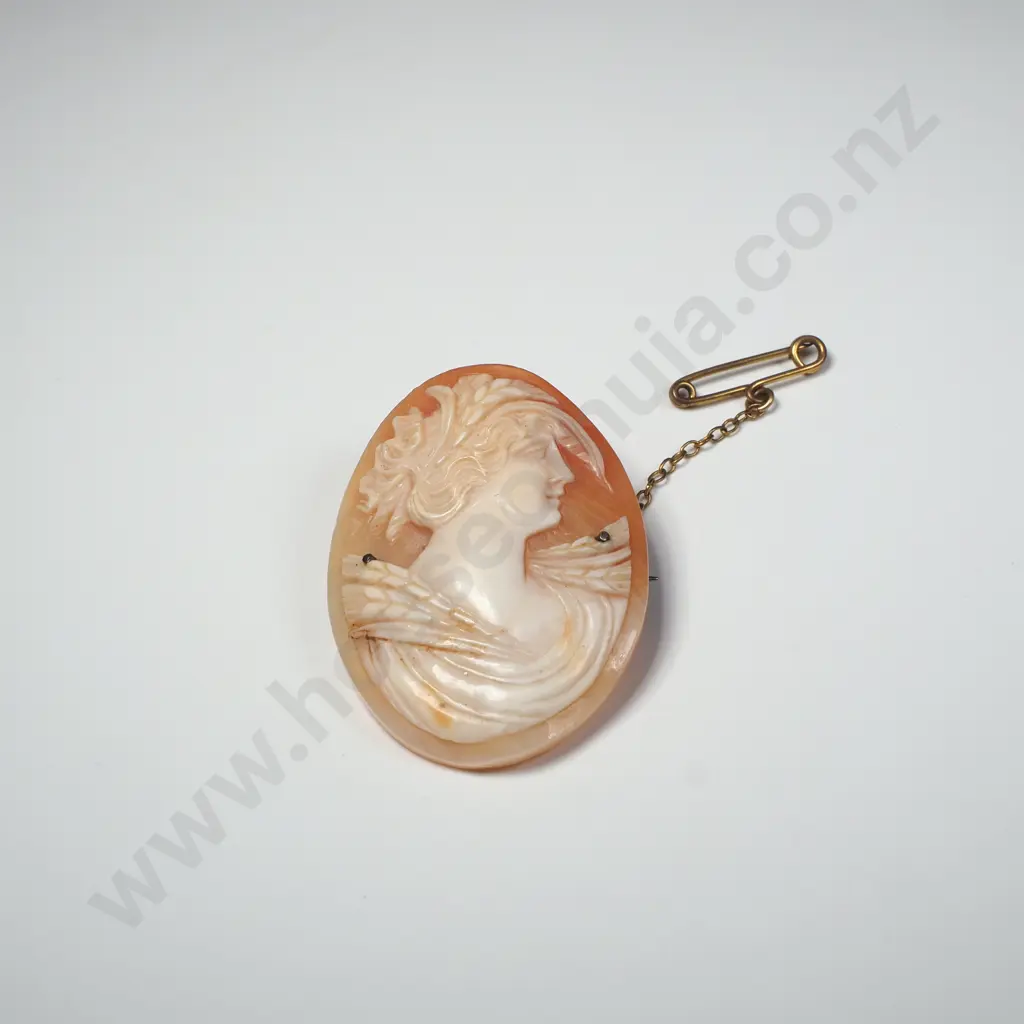 Victorian Unframed Cameo w Ceres/Demeter & Wheatsheaf Crown Image 1++