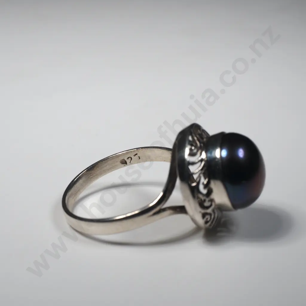 Sterling Silver Pearl Filigree Ring Image 1++