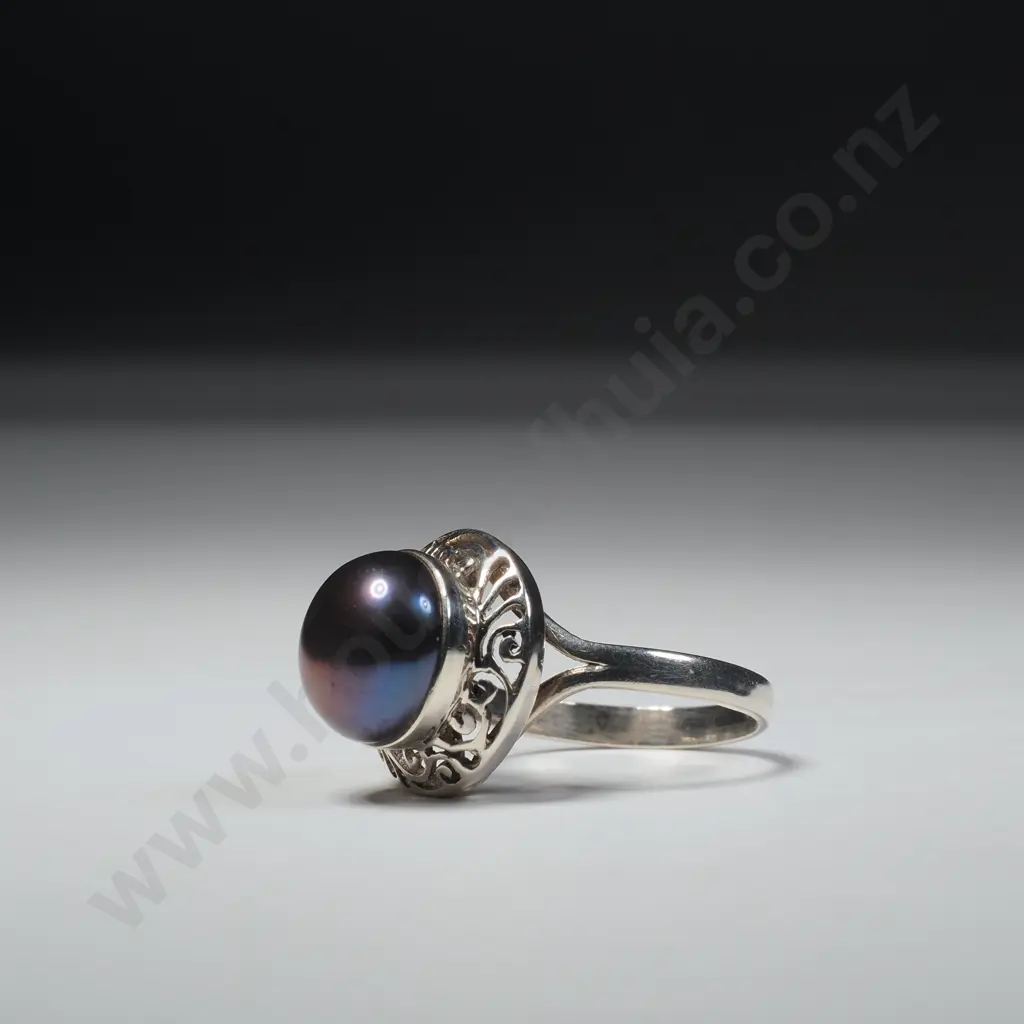 Sterling Silver Pearl Filigree Ring Image 1++