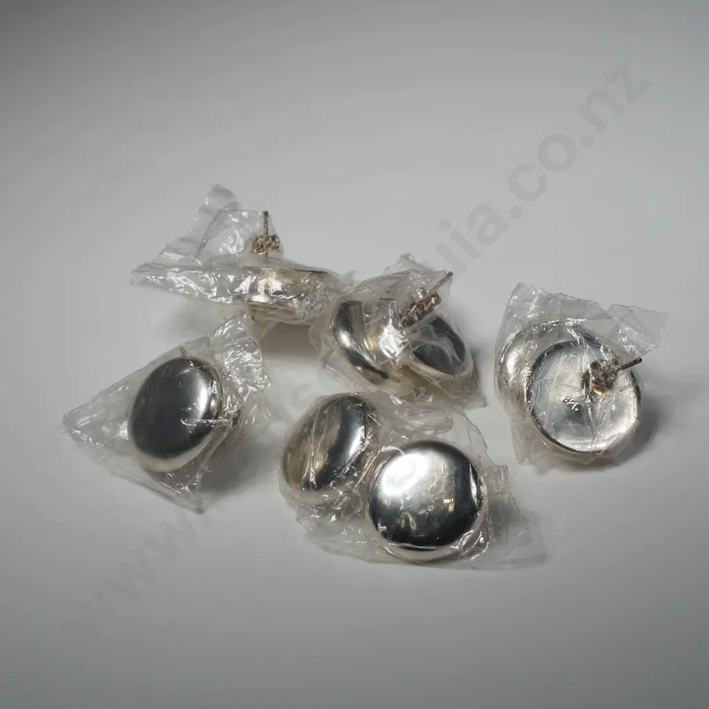 Five Pairs of Sterling Silver Round Earrings Image 1++