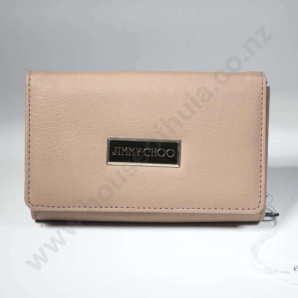 Beige Jimmy Choo Leather Walnut w Metal Logo Plaque Image 1++