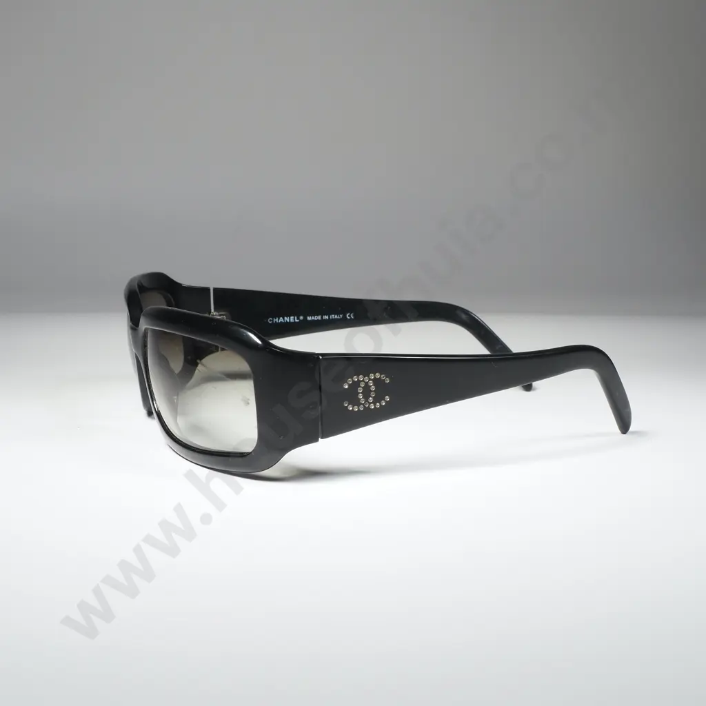 Pair of Black Chanel Sunglasses w Polished Finish & CC Logo on the Temple, In Original Case Image 1++