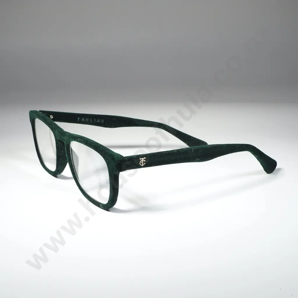 Trelise Cooper Green Flocked Velver Reading Glasses in Case Image 1++