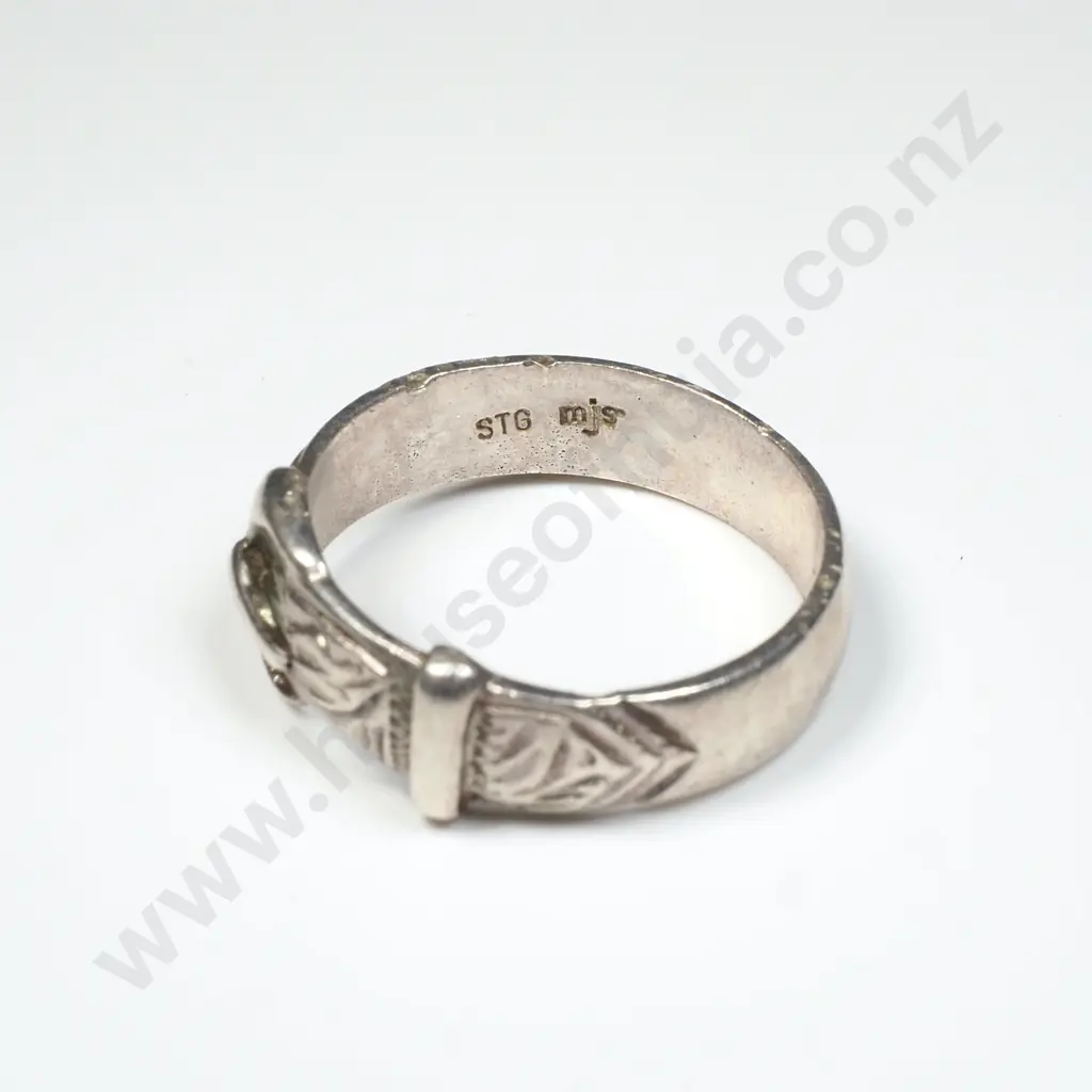 Vintage Sterling Silver Buckle Ring Image 1++