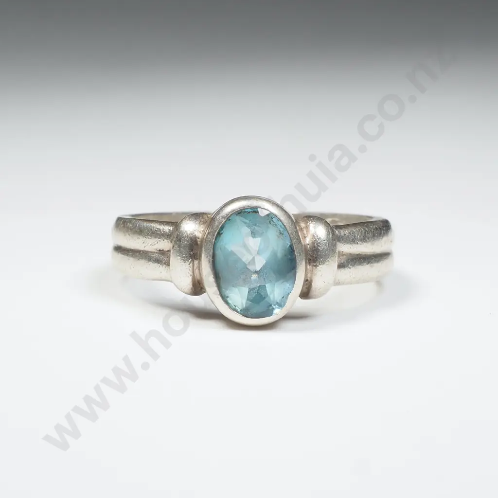 Sterling Silver Blue Stone Ring Image 1++