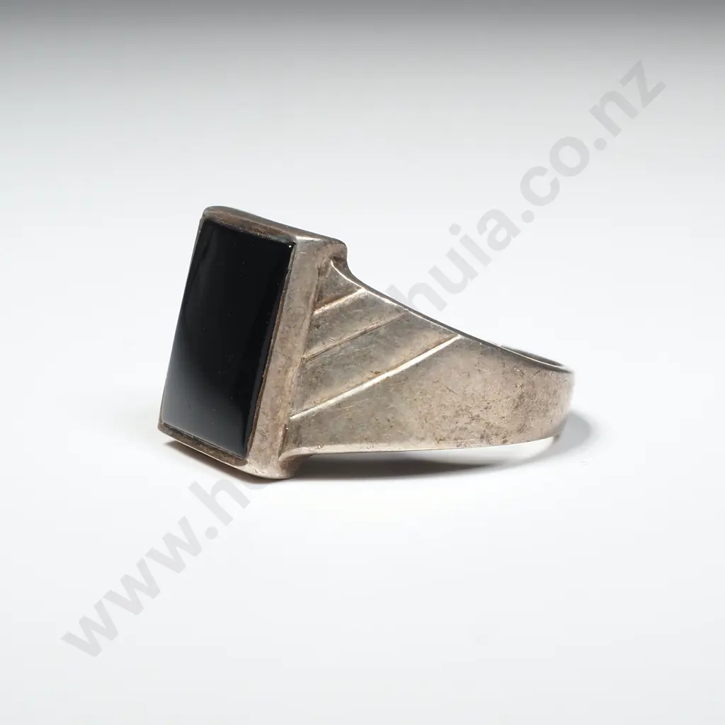 Sterling Silver Onyx Signet Ring Image 1++