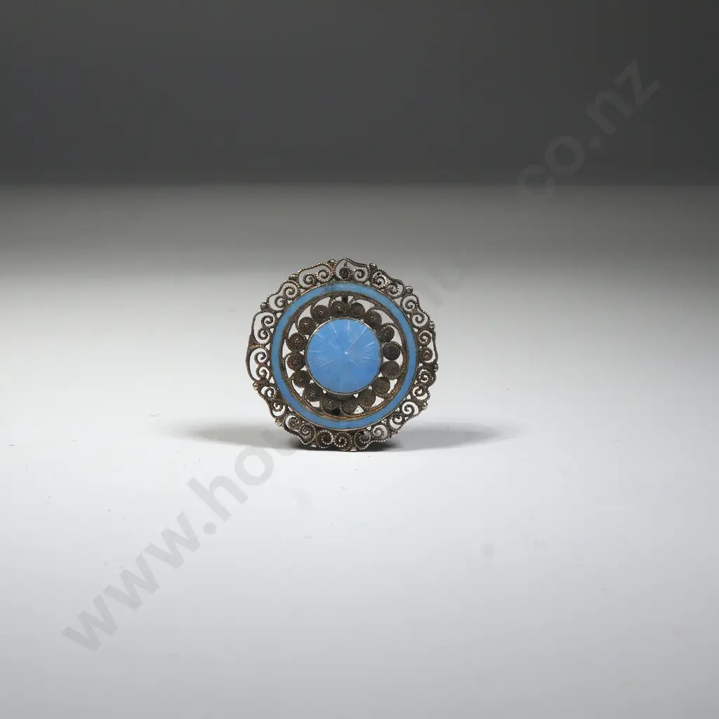 Antique Marius Hammer Norway - 930 Silver & Enamel Brooch Image 1++