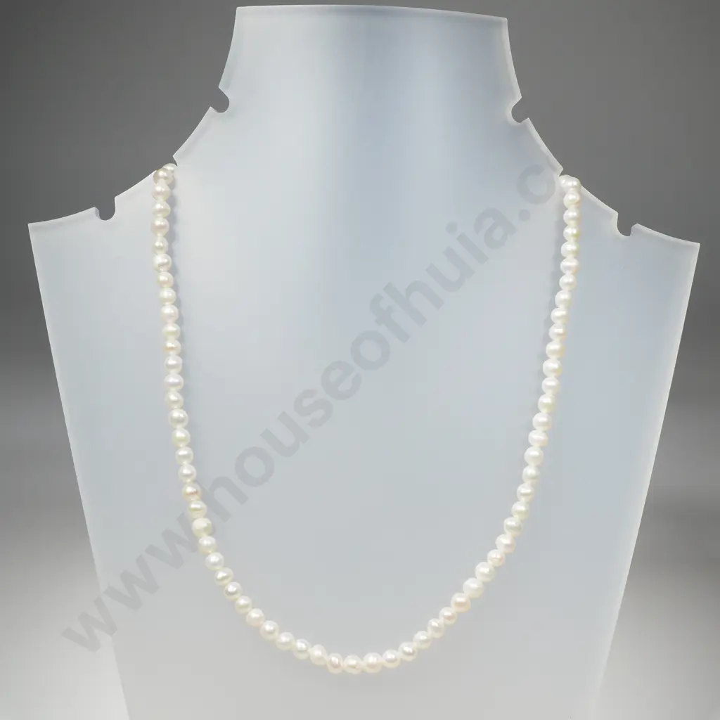 Sterling Silver Clasp Pearl Necklace Image 1++