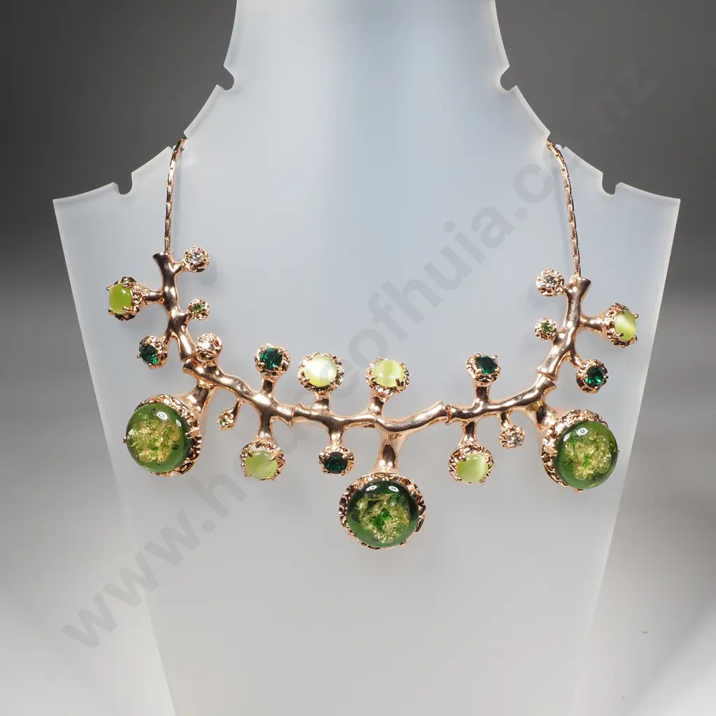 Large Costume Necklace w Decorative Coloured Stones Image 1++
