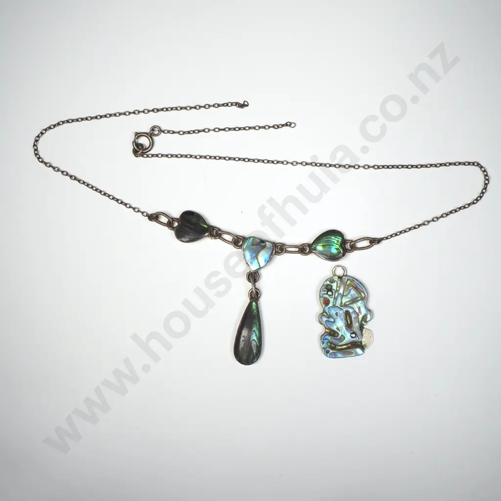 Sterling Silve & Paua Pendant A/F & Tiki Pendant A/F Image 1++