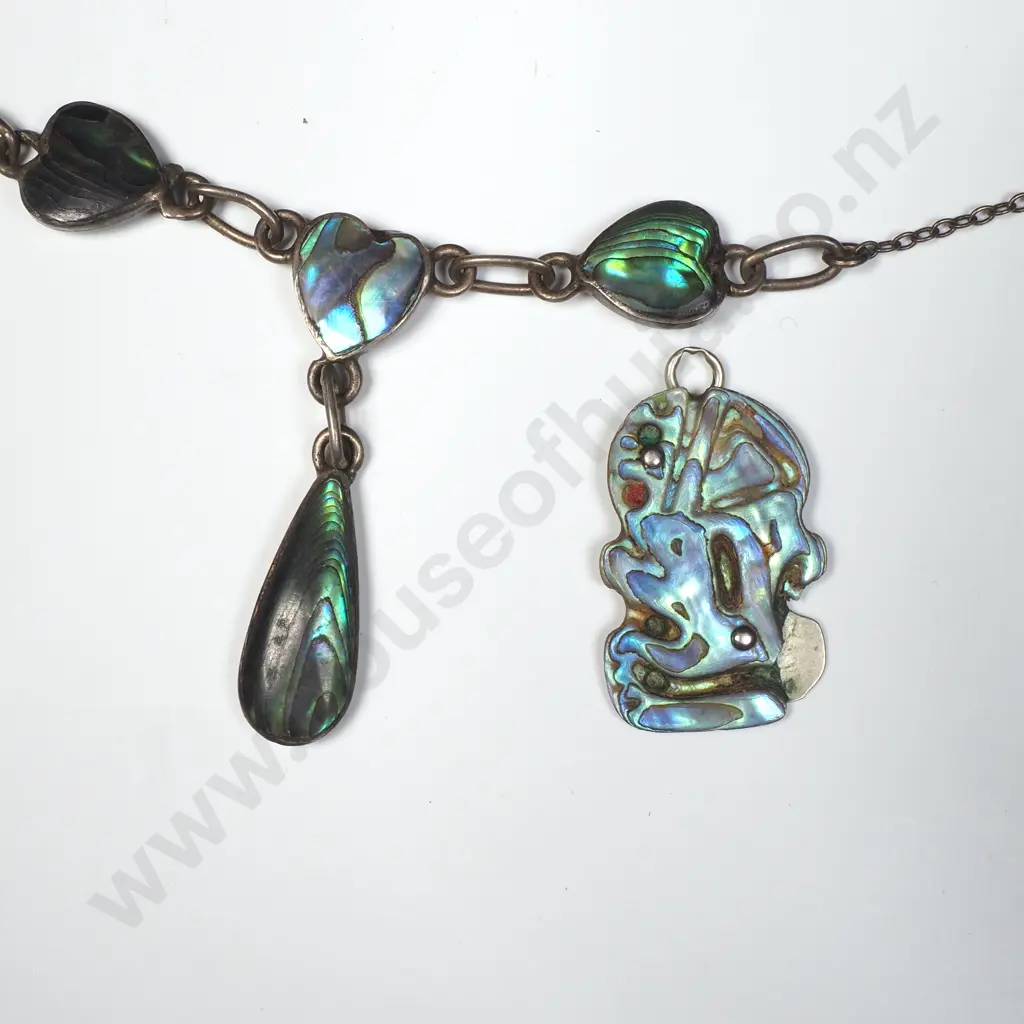 Sterling Silve & Paua Pendant A/F & Tiki Pendant A/F Image 1++