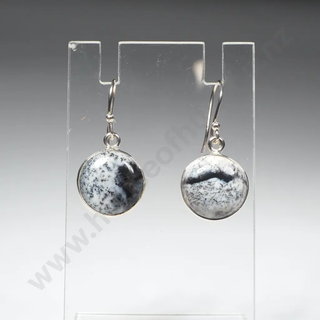 Sterling Silver Moss Agate Earrings Image 1++