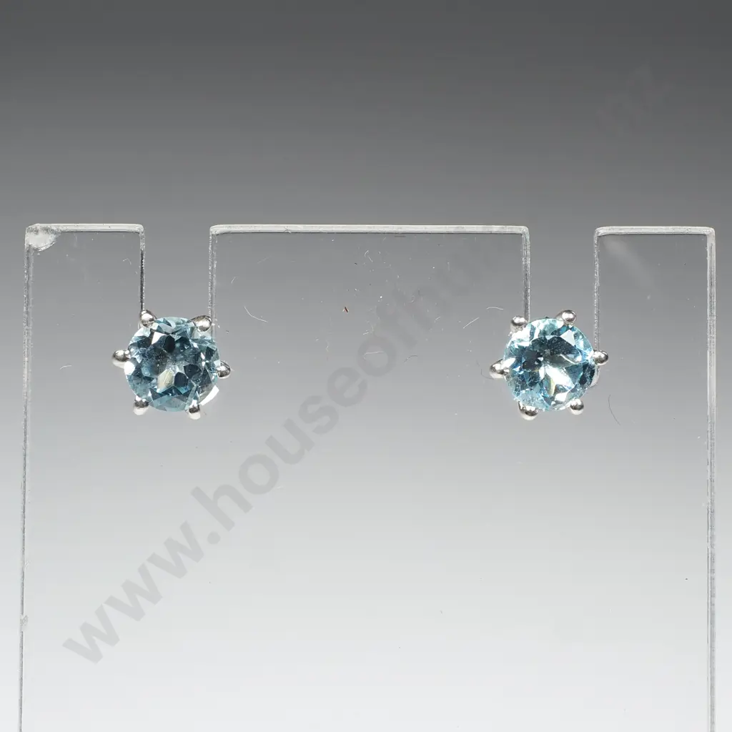 Sterling Silver Blue Topaz Stud Earrings Image 1++