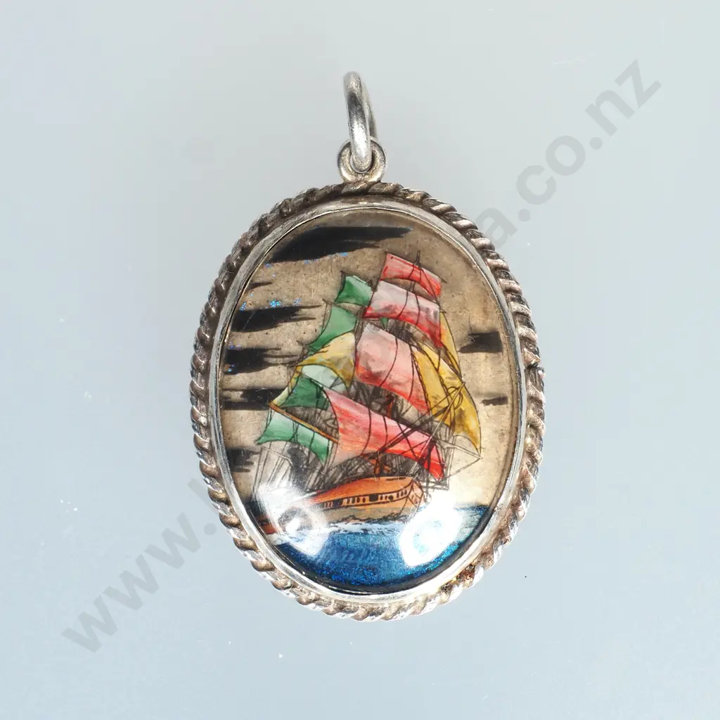 Vintage Sterling Silver Butterfly Wing Ship Pendant Image 1++