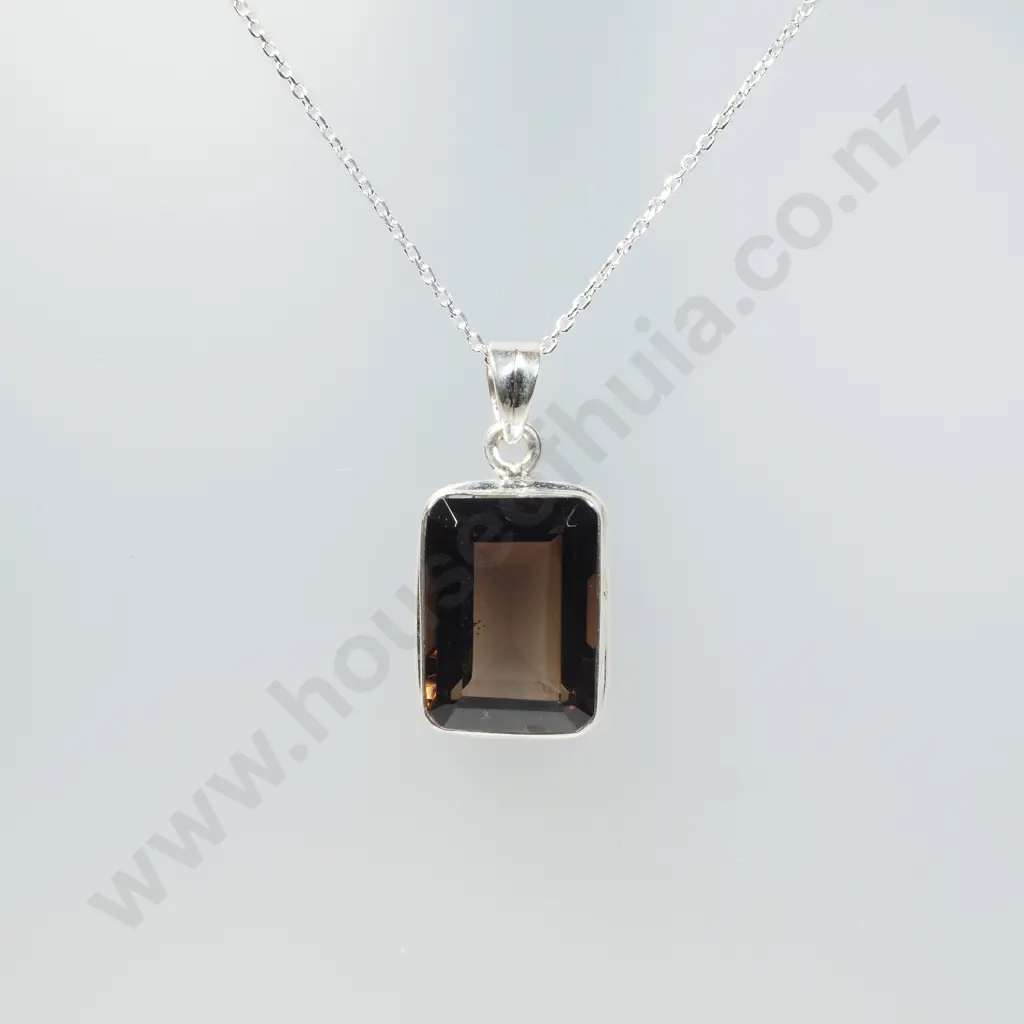 Sterling Silver Smoky Quartz Pendant & Sterling Silver Chain Image 1++