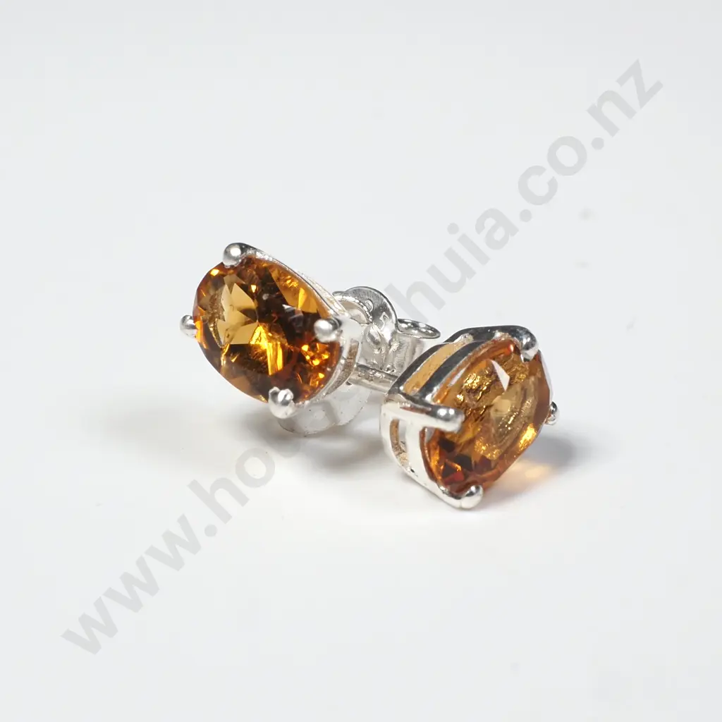Sterling Silver Citrine Stud Earrings Image 1++