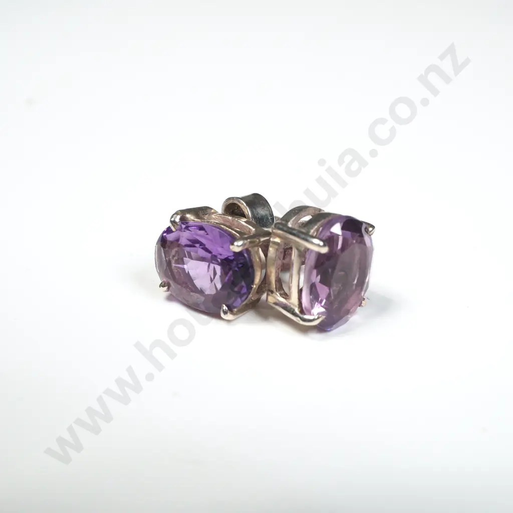 Sterling Silver Amethyst Studs Image 1++