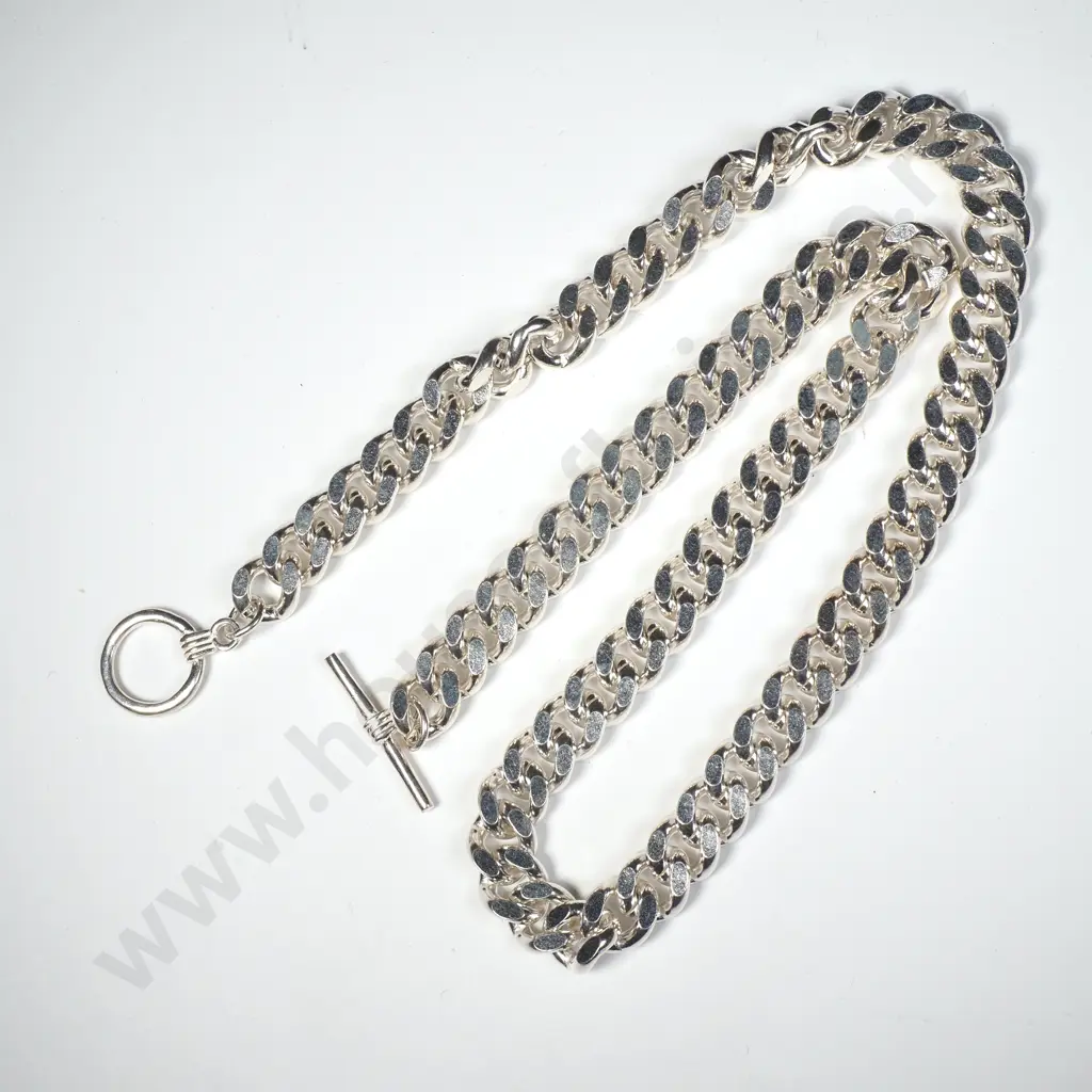 Substantial Sterling Silver Curb Link Necklace Image 1++