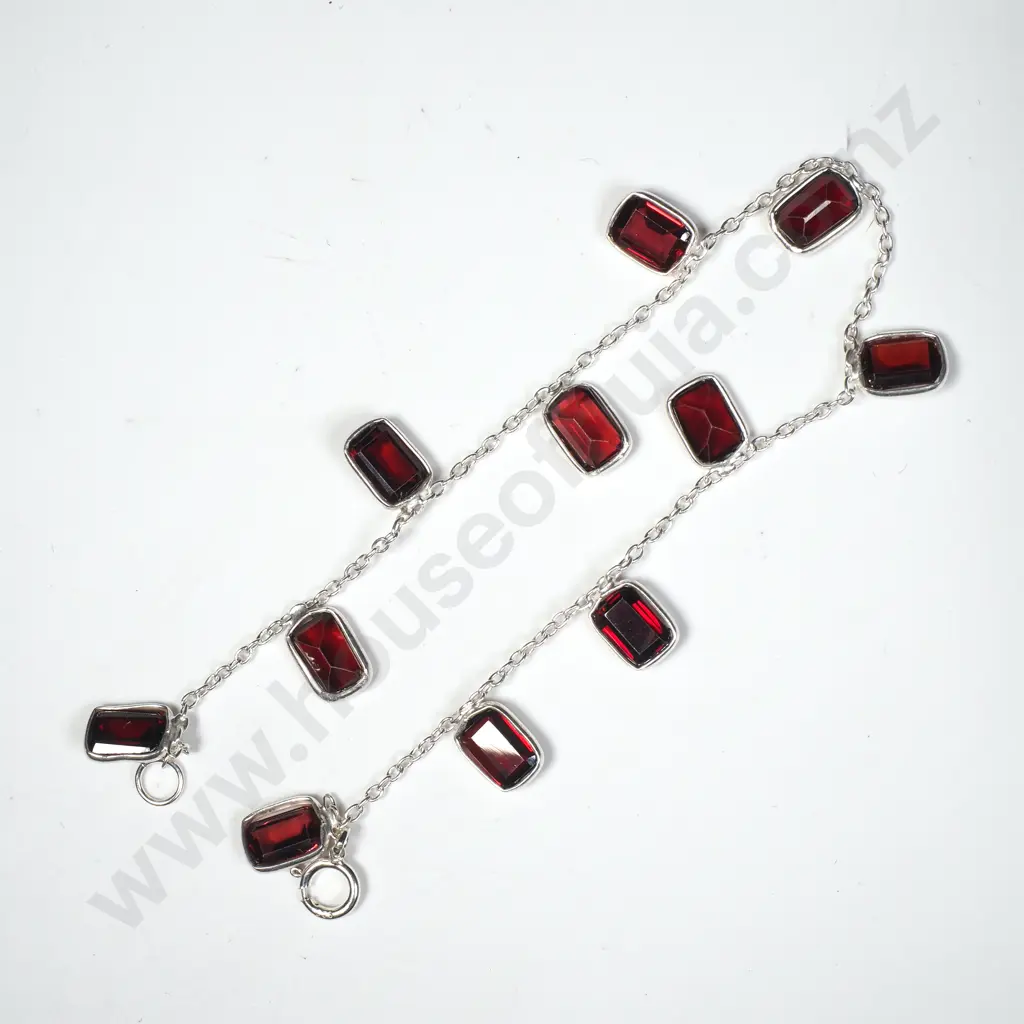 Sterling Silver Garnet Bracelet Image 1++