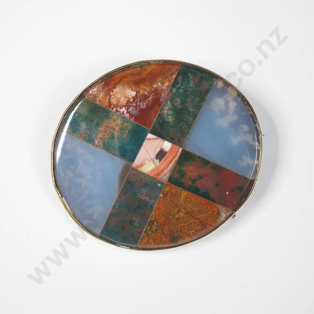 Antique Scottish Coloured Stone Brooch Image 1++