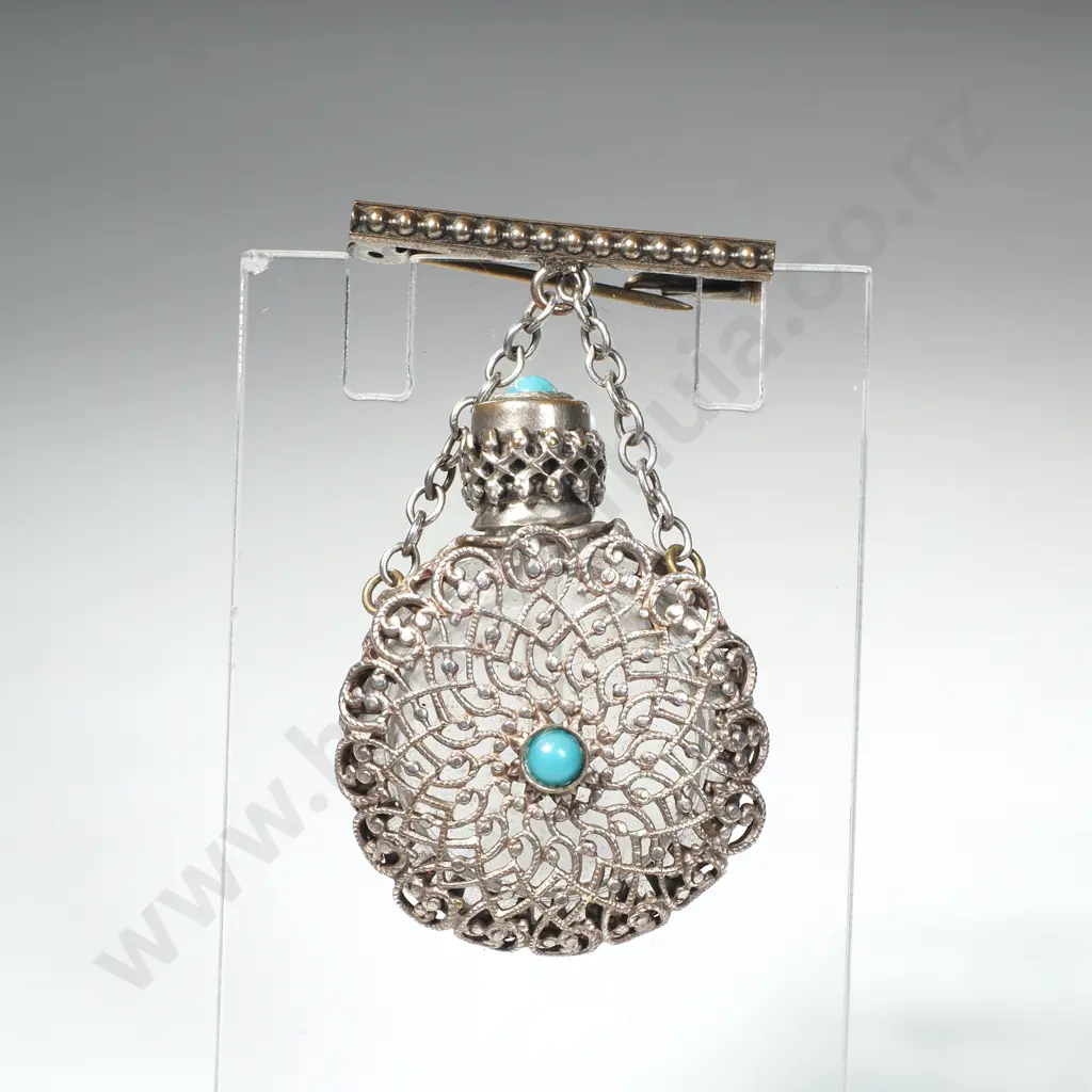 Brooch Mounted Glass Scent Bottle Image 1++