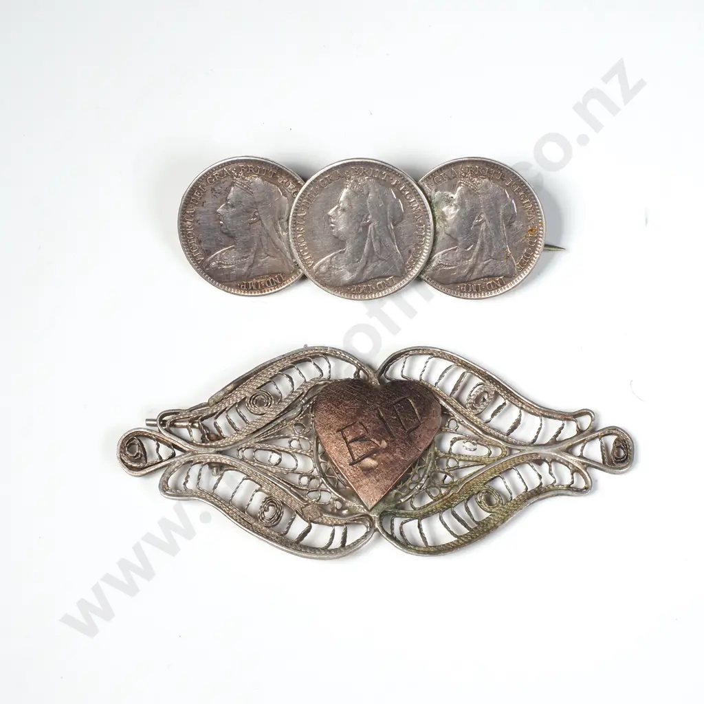 Two Silver Brooches Image 1++