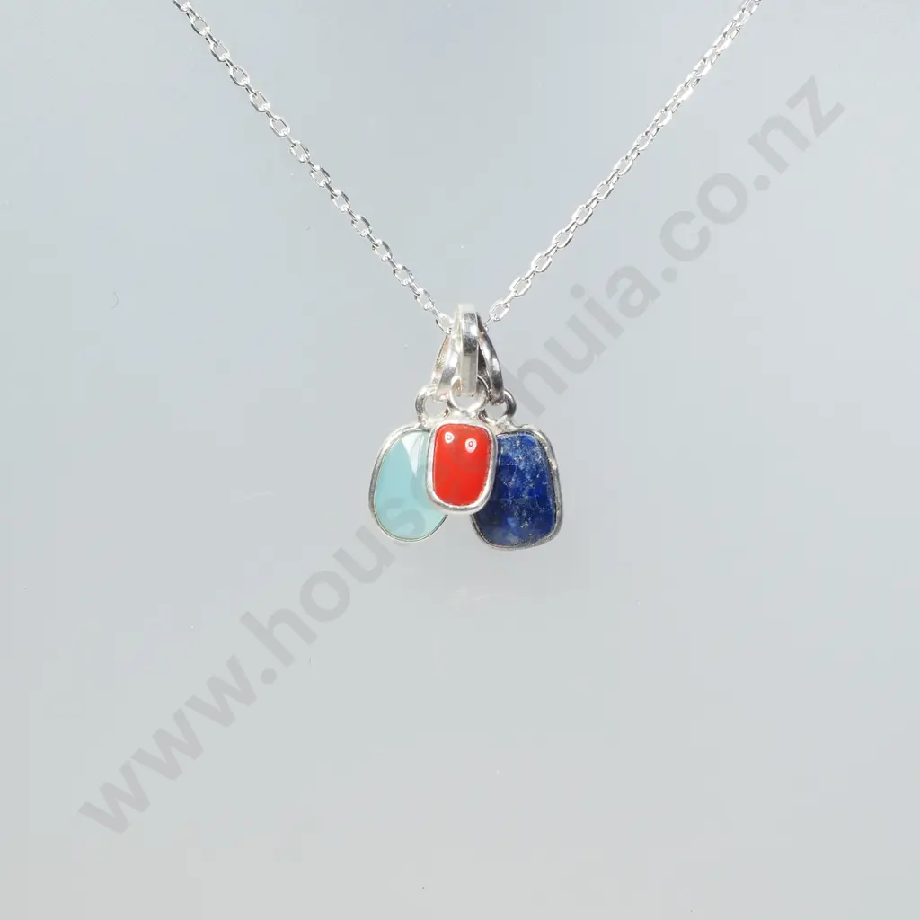 Sterling Silver Pendants W/ Gemstones & Sterling Silver Chain Image 1++