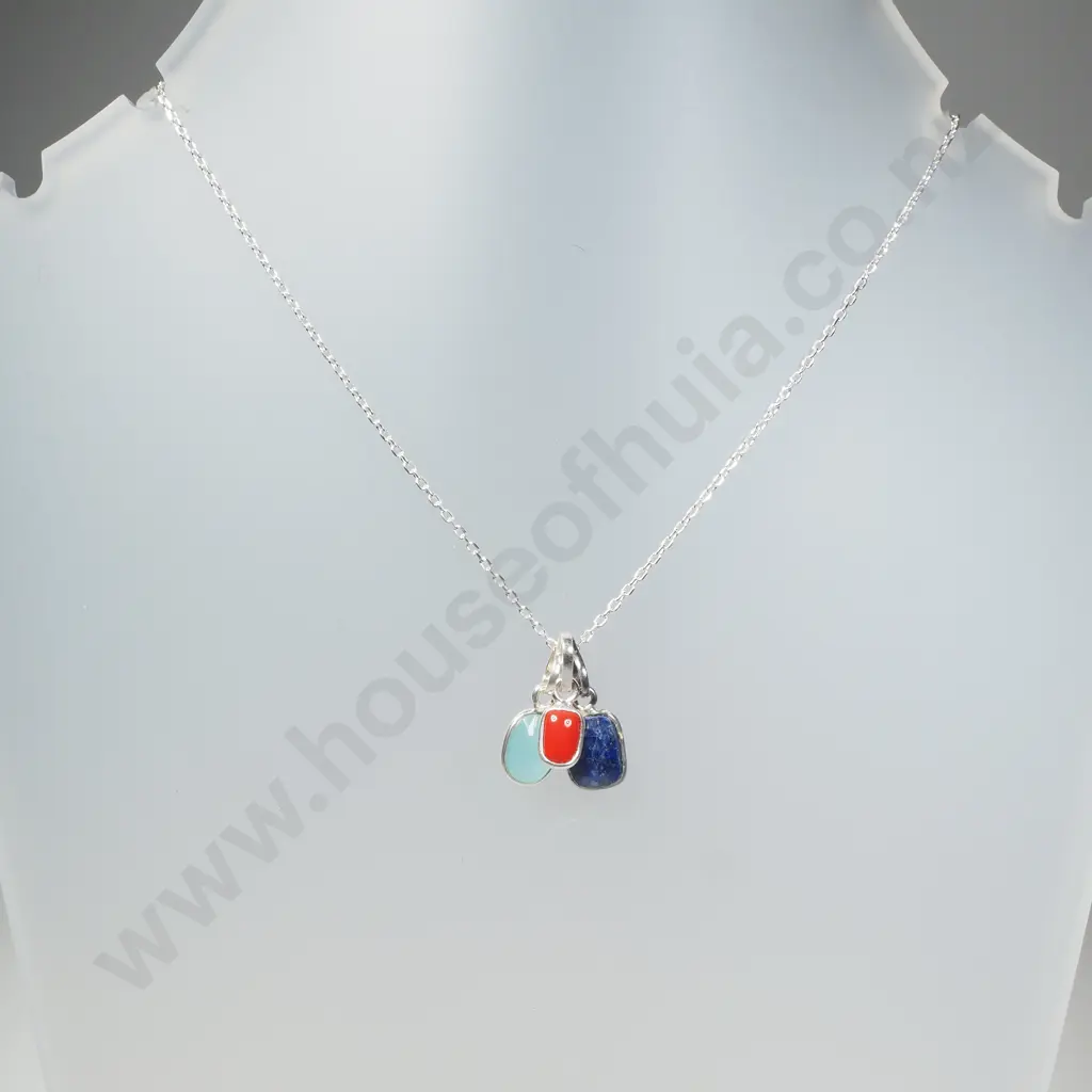 Sterling Silver Pendants W/ Gemstones & Sterling Silver Chain Image 1++