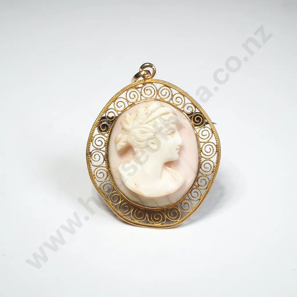 Rolled Gold Cameo Brooch Image 1++