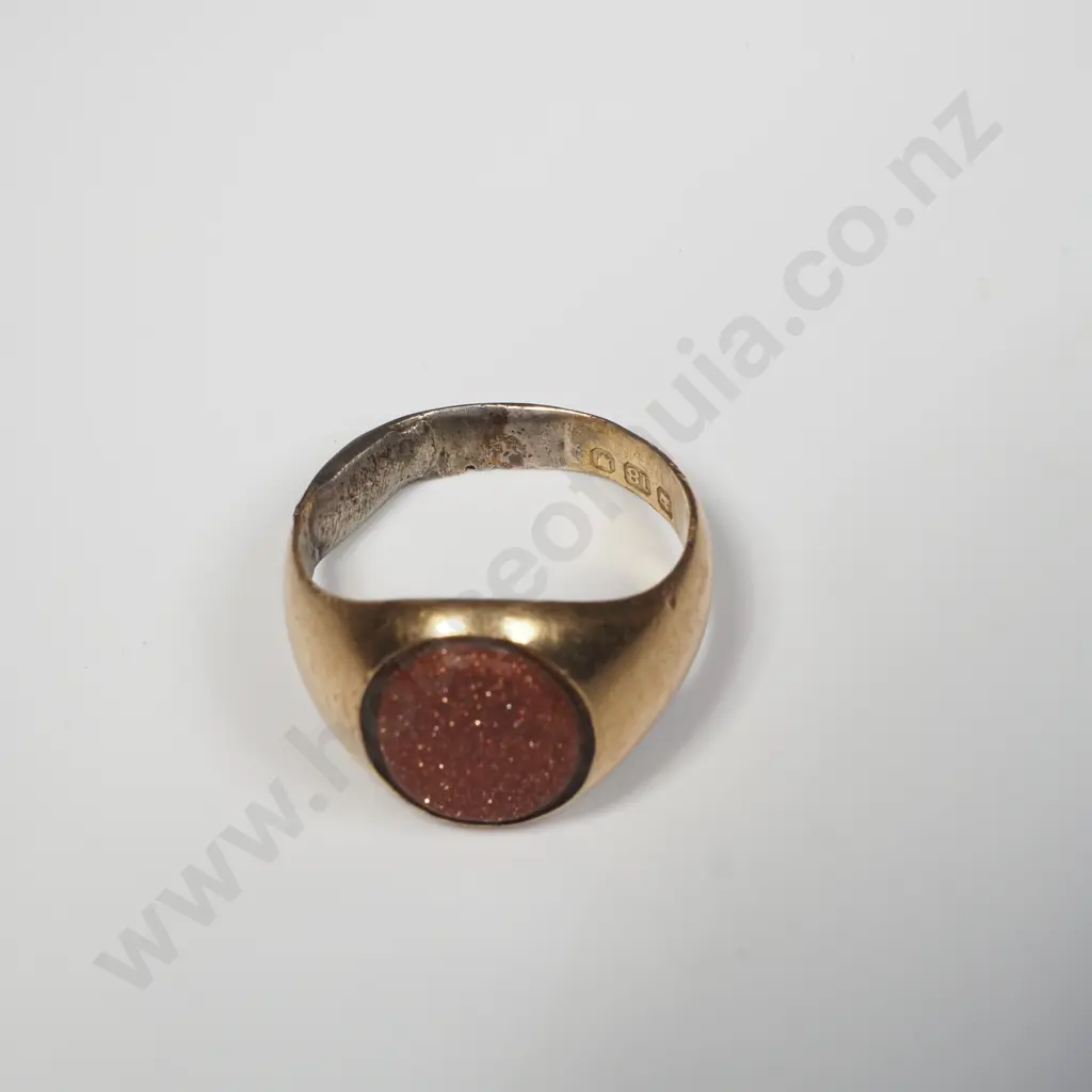 Antique 18ct Gold Goldstone Ring w English Hallmarks A/F Image 1++