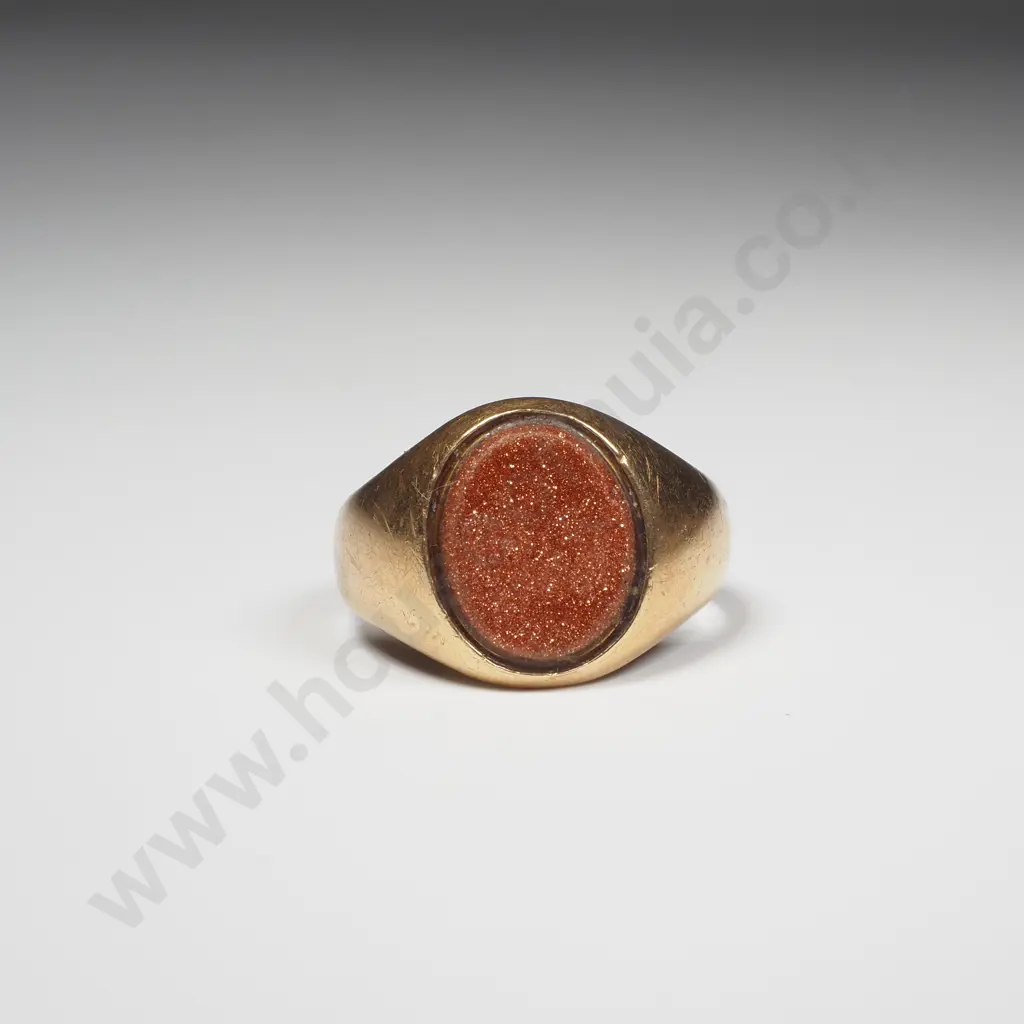 Antique 18ct Gold Goldstone Ring w English Hallmarks A/F Image 1++