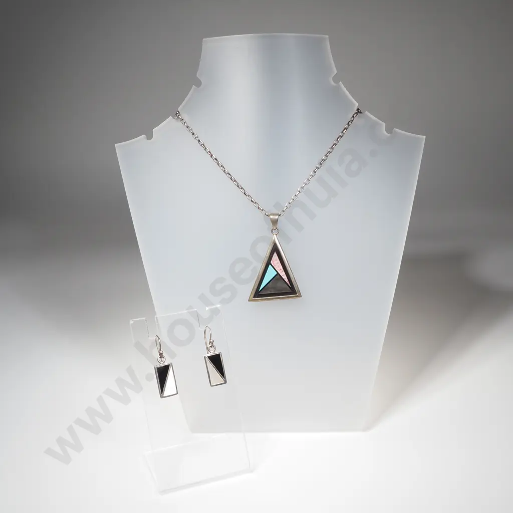 Sterling Silver Earring Necklace Set Image 1++