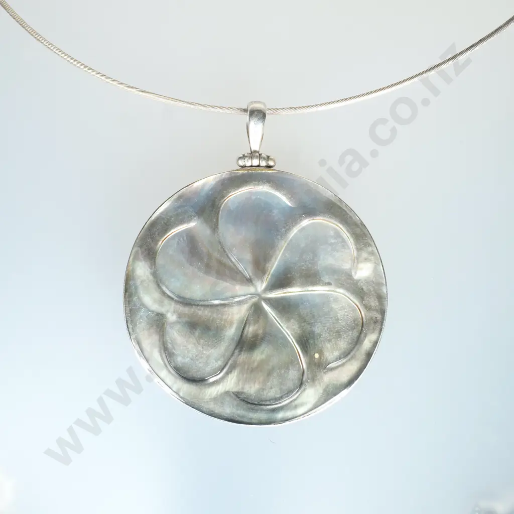 Sterling Silver Pendant on Steel Chain Necklace Image 1++