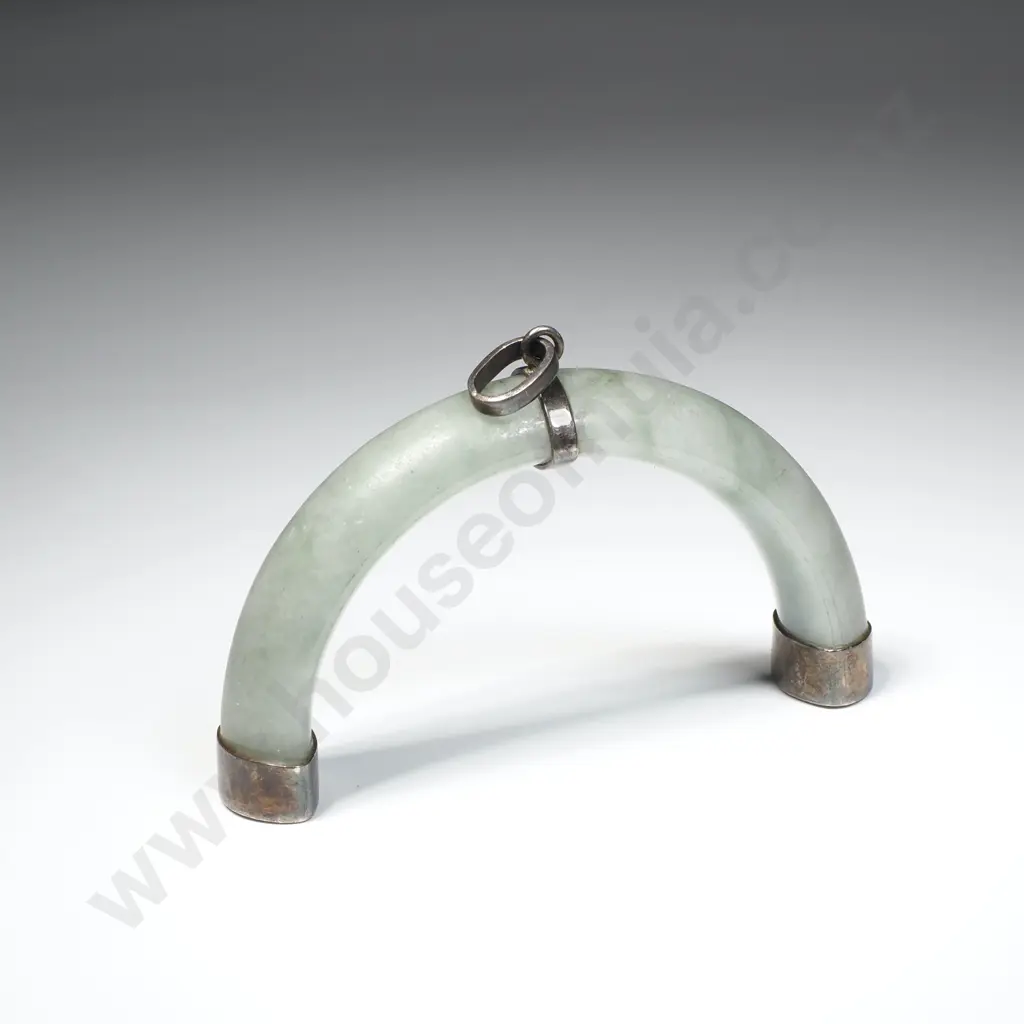 Vintage Chinese Sterling Silver & Jade Pendant Image 1++