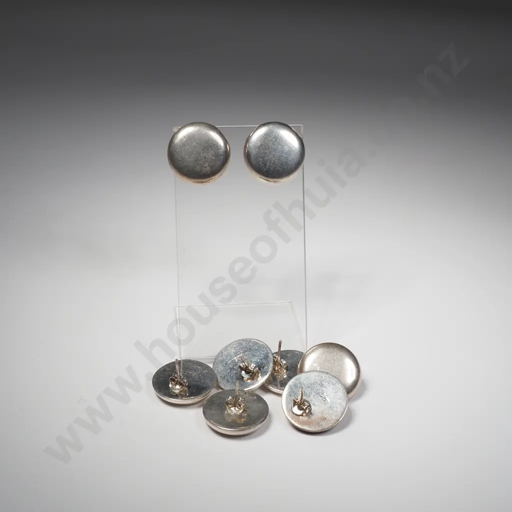 Four Pairs of Sterling Silver Round Earrings Image 1++