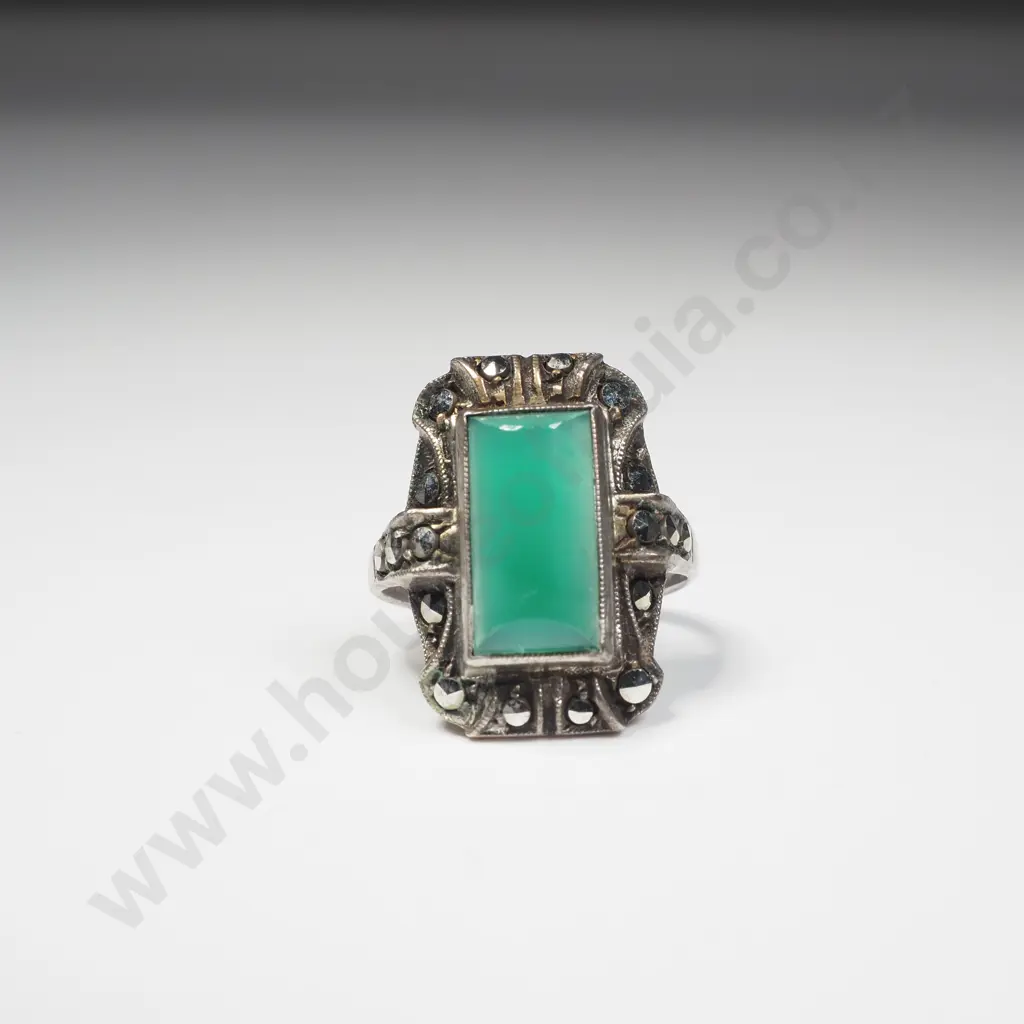 Sterling Silver Chrysobase Marcasite Ring Image 1++