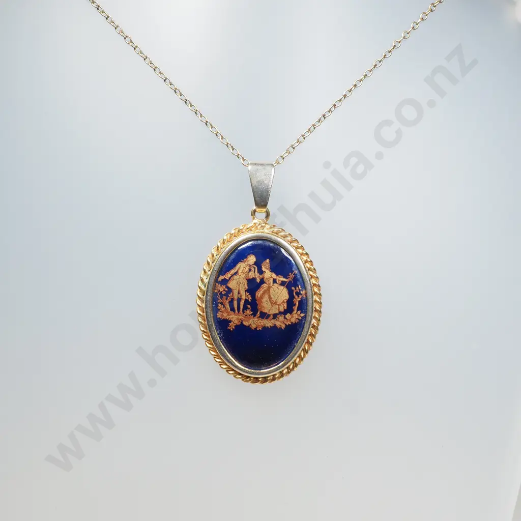 Limoge Pendant on Rolled Gold Chain Image 1++