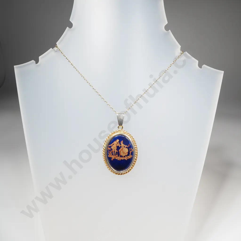 Limoge Pendant on Rolled Gold Chain Image 1++
