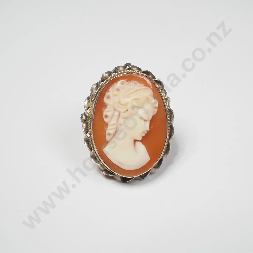 .800 Silver Cameo Brooch Image 1++