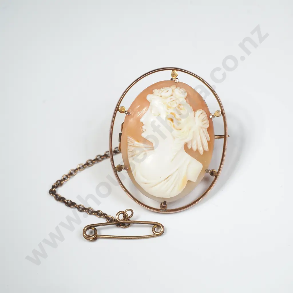 9ct Gold Cameo Brooch Image 1++