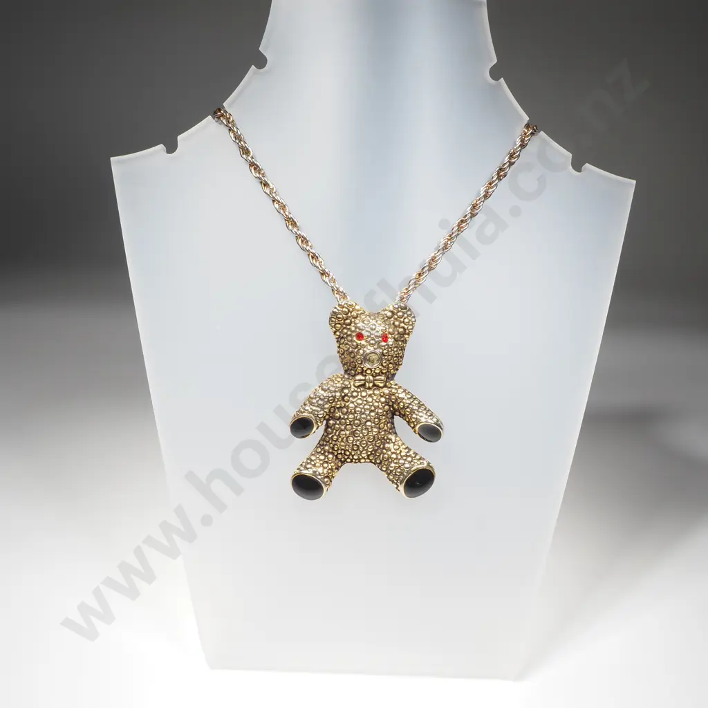 A Large Pendant featuring  A Teddy Bear On A Twist Chain Image 1++