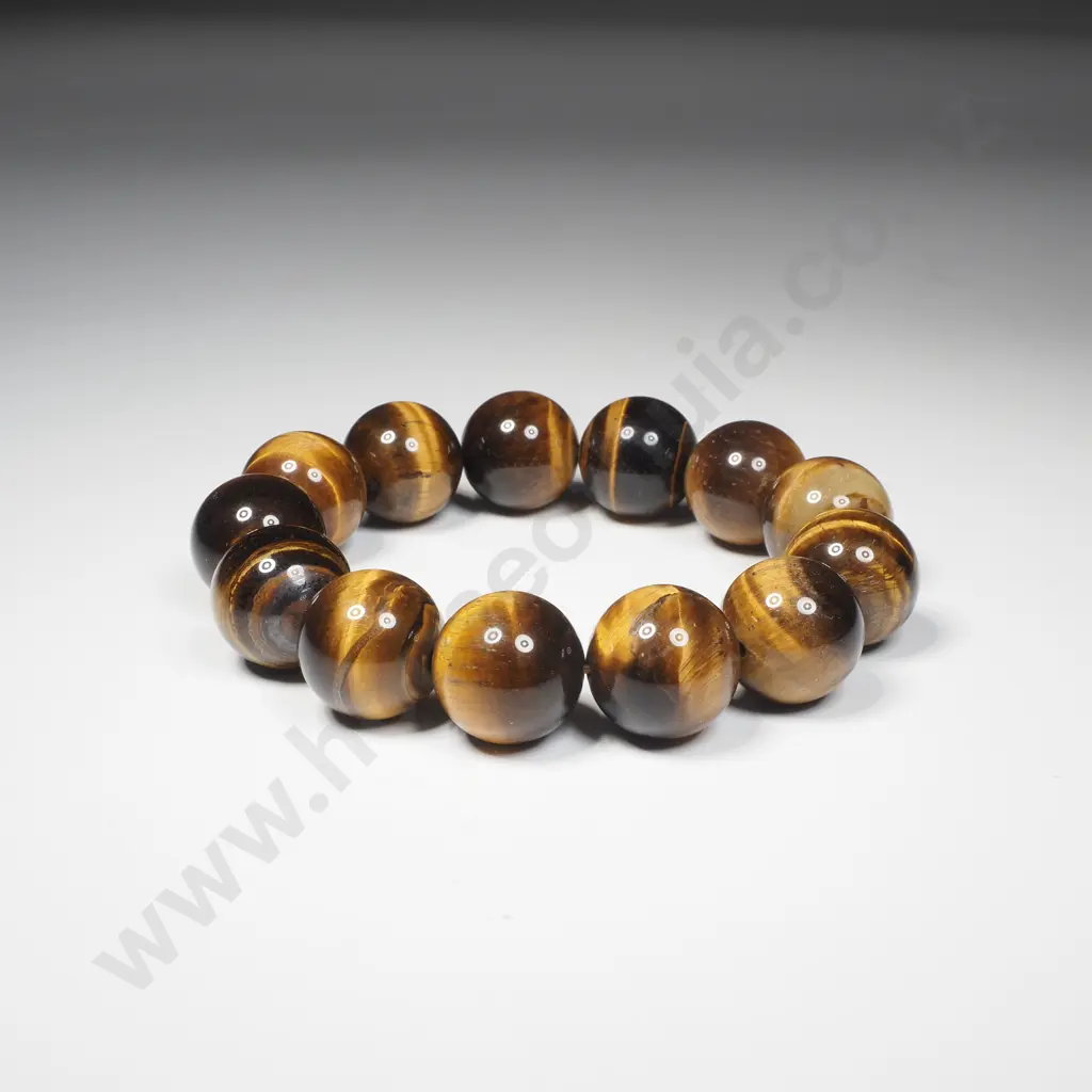 Tigers Eye Glass Bead Elasticised Bracelet Image 1++